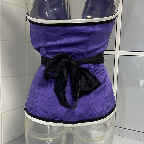 Bebe 2008 Silky Purple Peplum Deep Plunge Halter XS - Picture 5 of 16